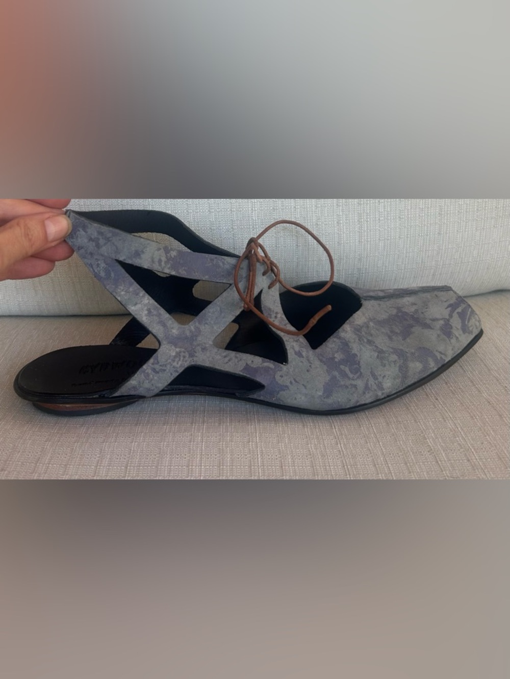 NWOB cydwoq Lace-Up Cutout Leather Sandal in Blue-Gray, size 10 (EU 41) - Picture 4 of 9